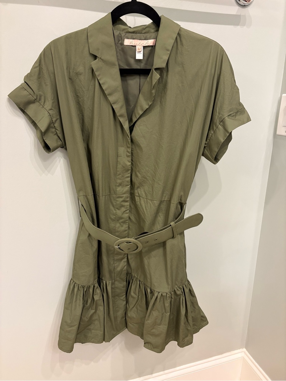 Olive Green Hutch Belted Shirt Dress